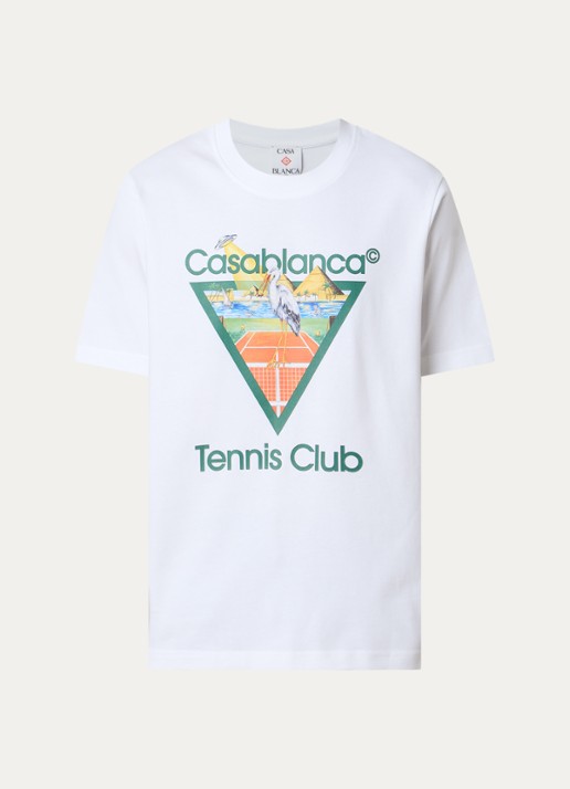 Casablanca Tennis Club T-shirt met logoprint - voorkant 3 wit
