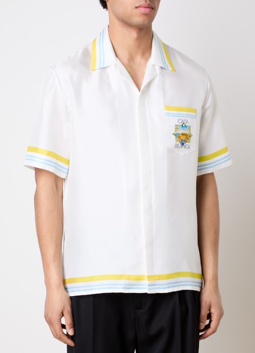 Casablanca Tennis Landscape regular fit overhemd met logo- en backprint - achterkant wit