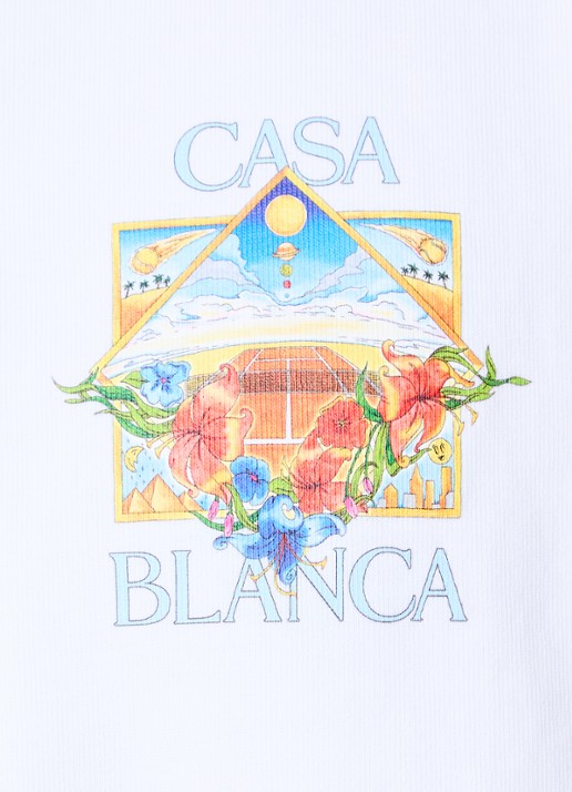 Casablanca Tennis Landscape T-shirt met logo- en backprint - detail 4 wit