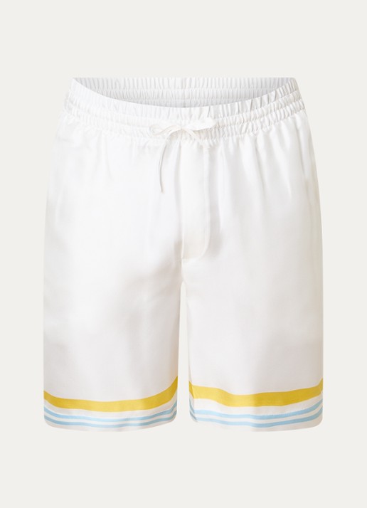 Casablanca Tennis loose fit korte broek van zijde - voorkant 2 wit