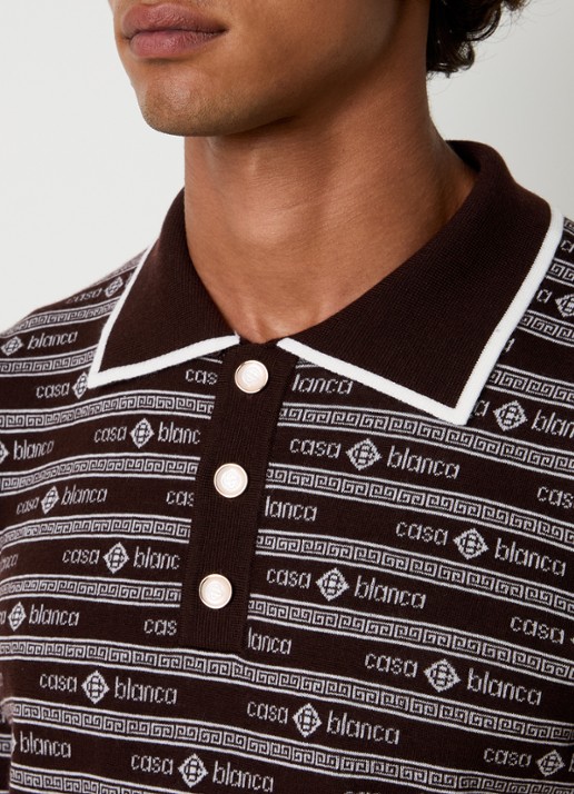 Casablanca Wordmark regular fit polo van wol - detail 5 bruin