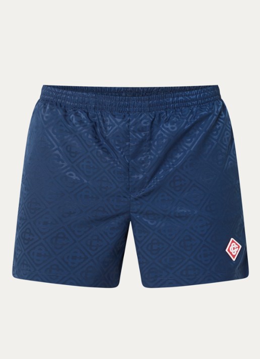 Casablanca Zwemshorts met jacquard dessin en logo - voorkant 2 donkerblauw
