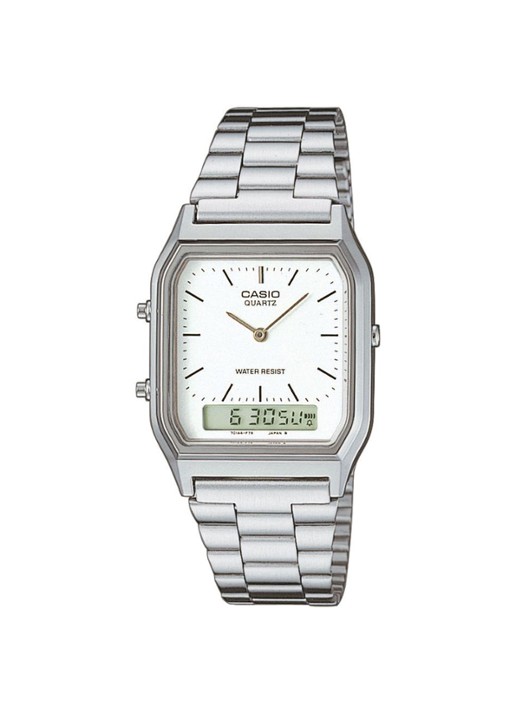 Casio Vintage Edgy horloge AQ-230A-7DMQYES - detail zilver