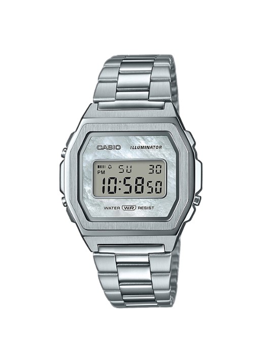 Casio Vintage Iconic horloge A1000D-7EF - voorkant zilver