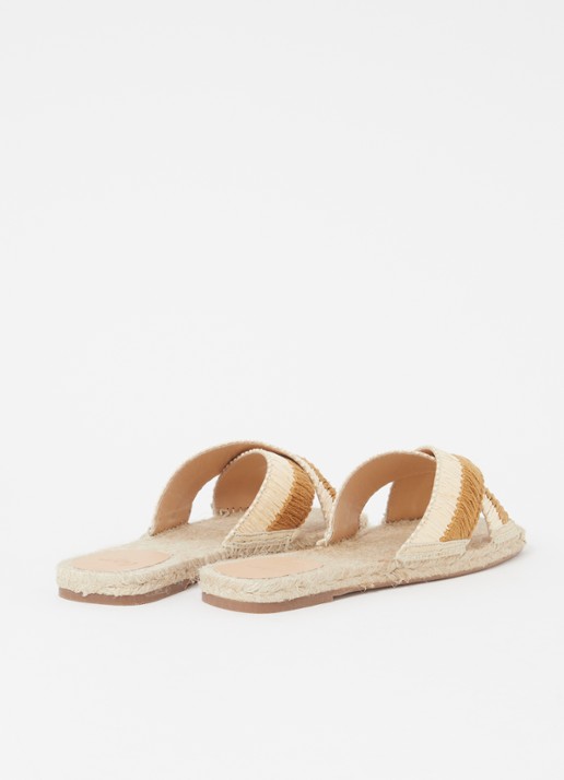 Castañer Priscila slipper met raffia details - detail 2 bruin