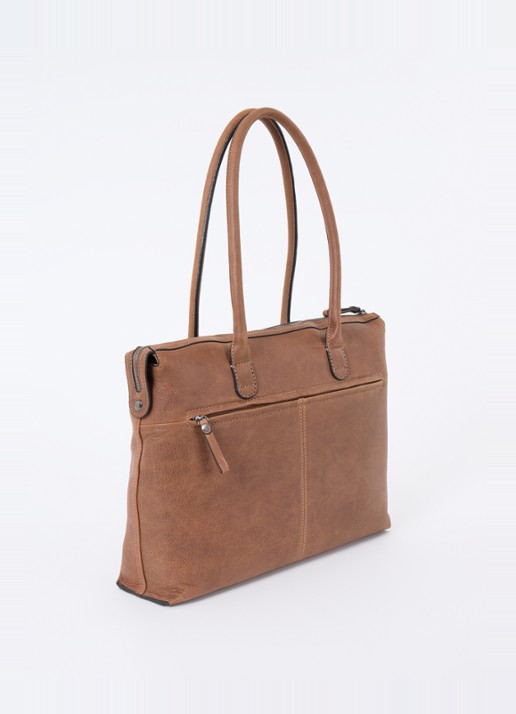 Castelijn & Beerens Businesstas met 15,6 inch laptopvak - achterkant 2 cognac