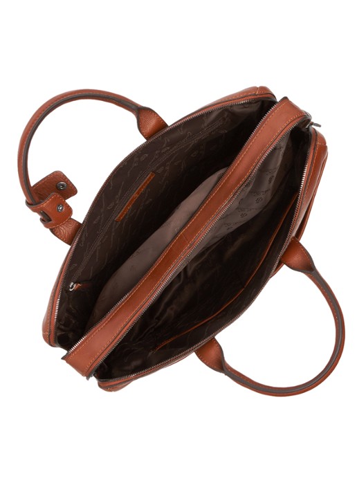 Castelijn & Beerens Businesstas van leer met 15.6 inch laptopvak - detail 3 cognac