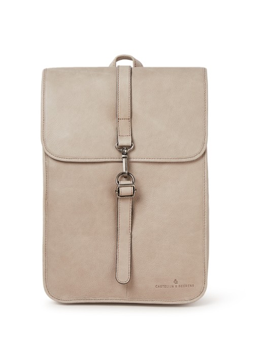 Castelijn & Beerens Carisma rugzak van leer met 15,6 inch laptopvak - unisex - voorkant 3 zand