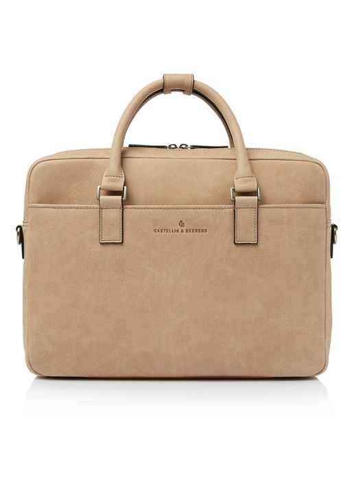 Castelijn & Beerens Clarissa laptoptas met 15 inch laptopvak - voorkant 6 beige