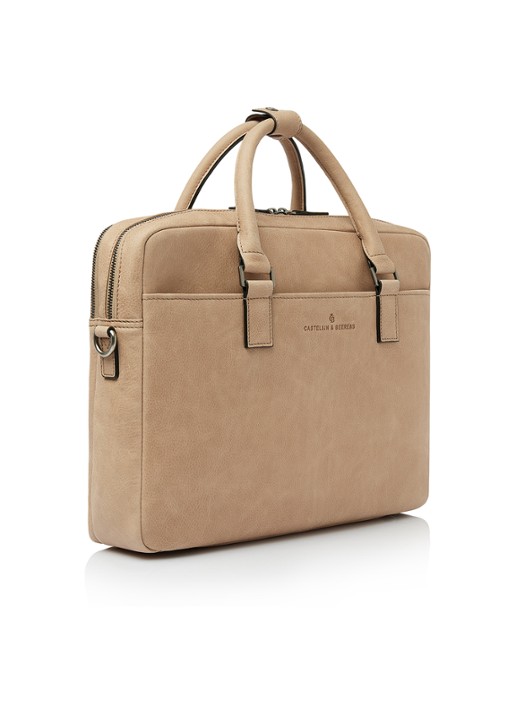 Castelijn & Beerens Clarissa laptoptas met 15 inch laptopvak - voorkant 7 beige