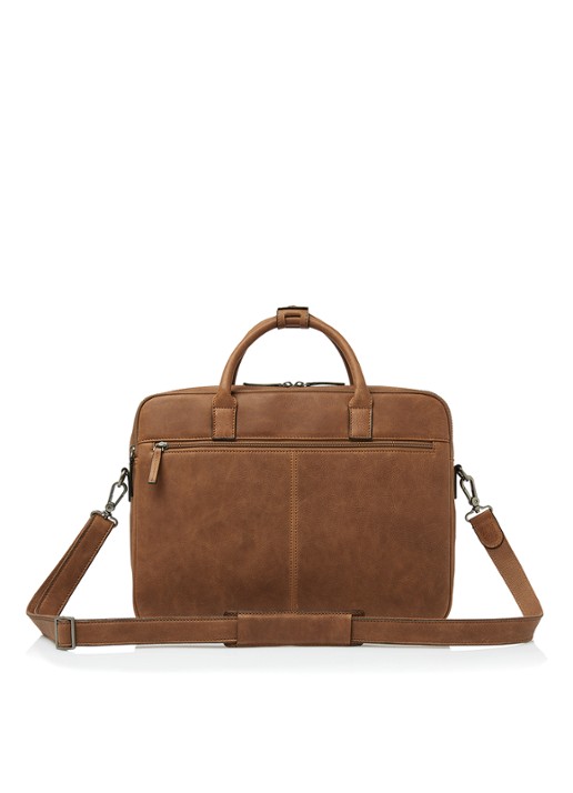 Castelijn & Beerens Clarissa laptoptas met 15 inch laptopvak - detail cognac
