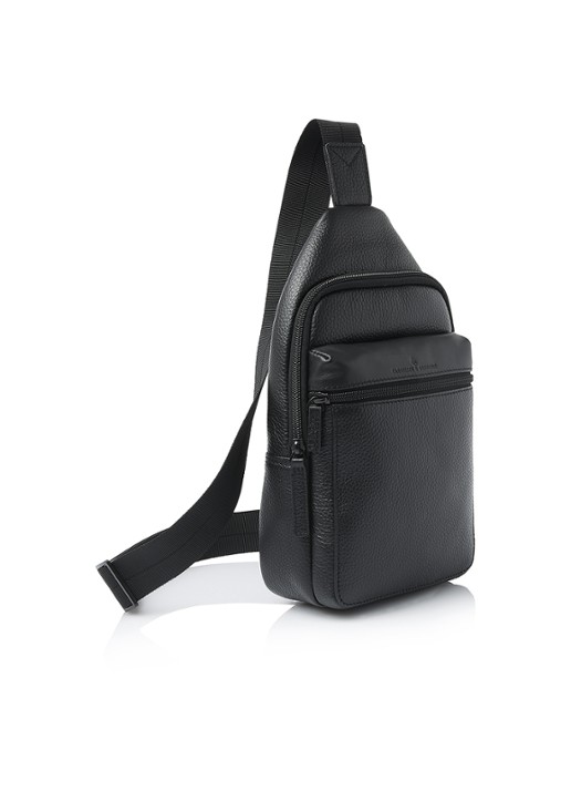 Castelijn & Beerens Crossbodytas van leer - voorkant 2 zwart