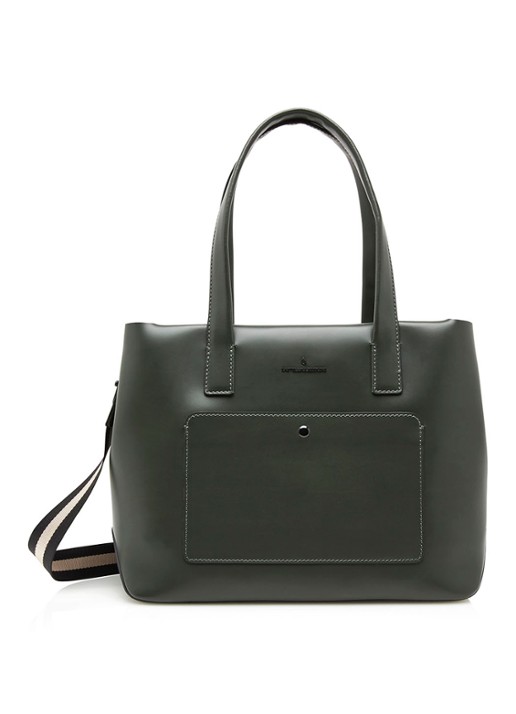 Castelijn & Beerens Emma schoudertas van leer met 13,3 inch laptopvak - voorkant groen