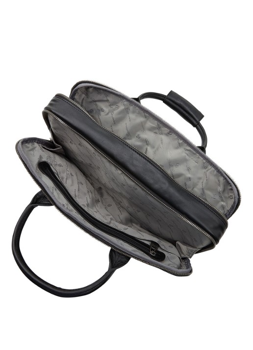 Castelijn & Beerens Firenze businesstas van leer met 15,6 inch laptopvak - detail zwart