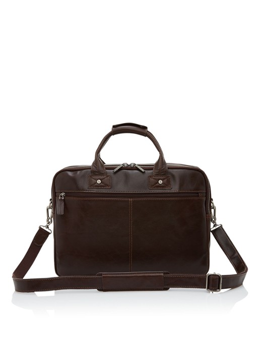 Castelijn & Beerens Firenze businesstas van leer met 15,6 inch laptopvak - voorkant 4 donkerbruin