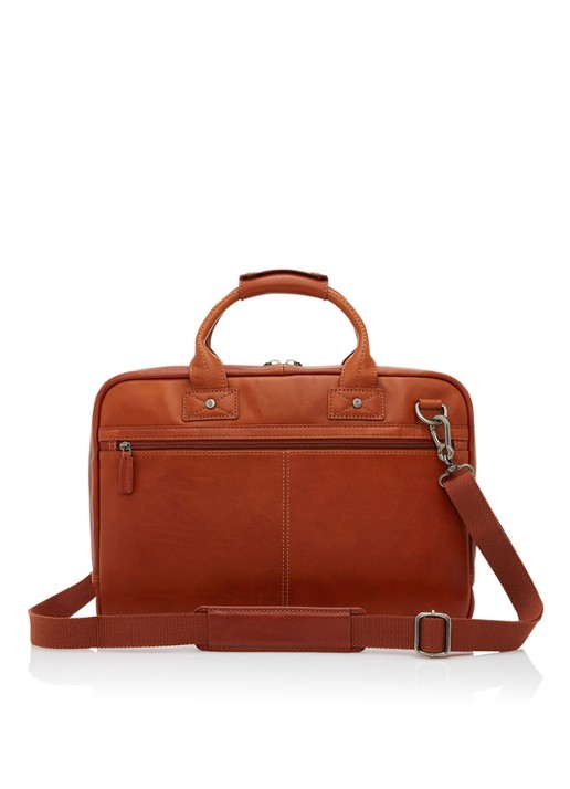 Castelijn & Beerens Firenze businesstas van leer met 15,6 inch laptopvak - voorkant 2 cognac