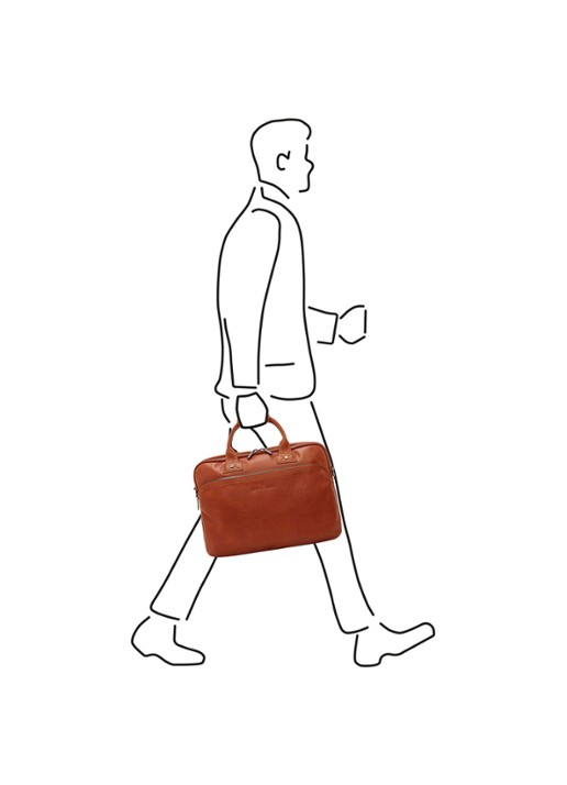 Castelijn & Beerens Firenze businesstas van leer met 15,6 inch laptopvak - detail 4 cognac