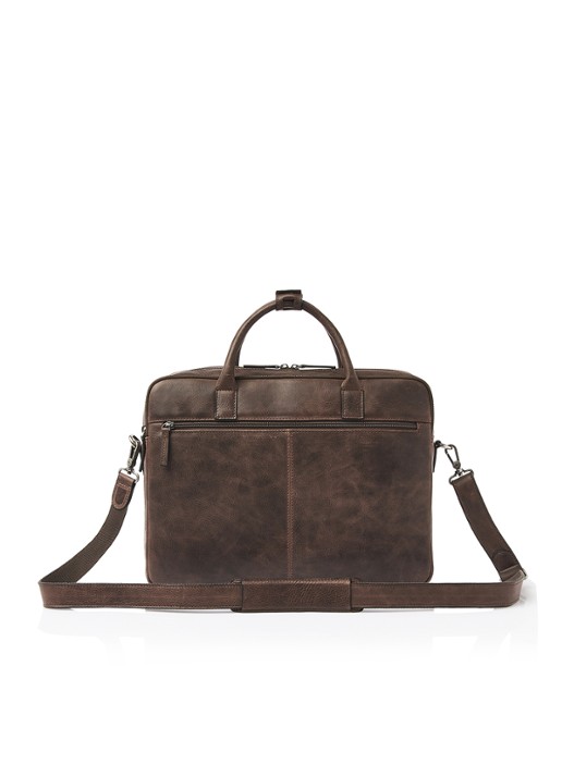 Castelijn & Beerens Laptoptas van leer met 15,6 inch laptopvak - achterkant 7 bruin