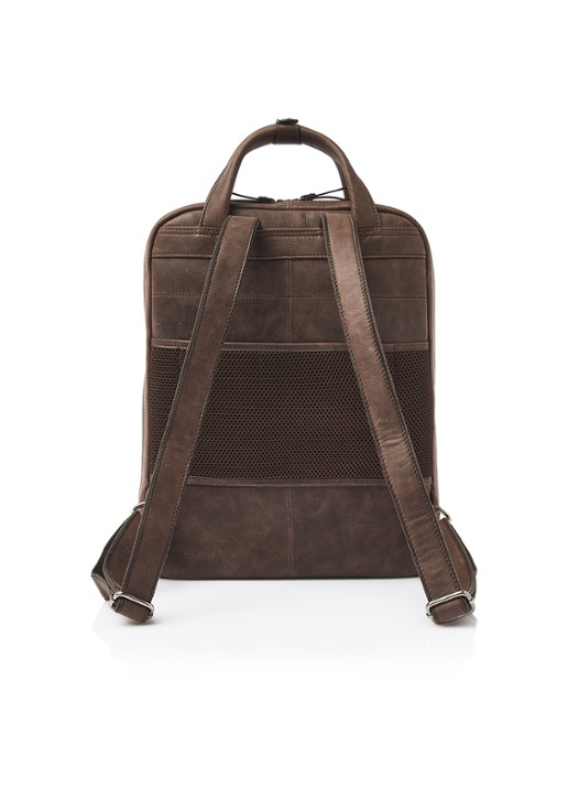 Castelijn & Beerens Laptoptas van leer met 15,6 inch laptopvak - achterkant bruin