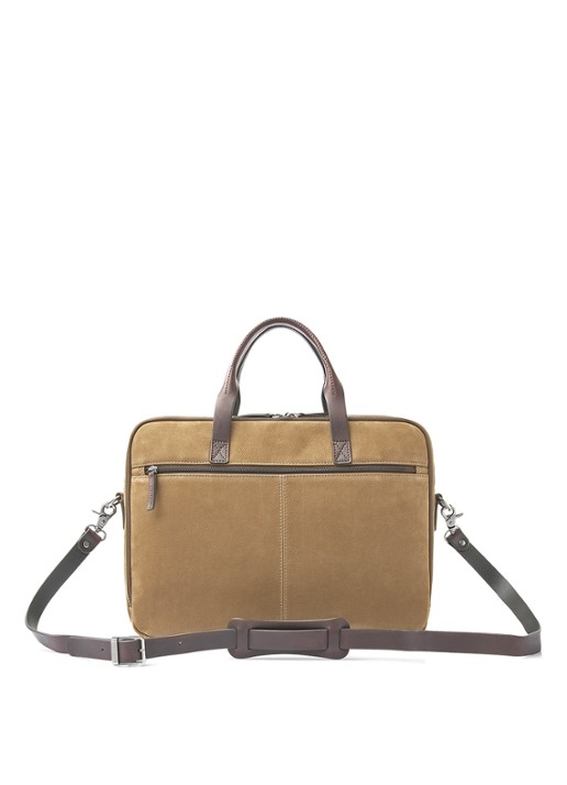 Castelijn & Beerens Laptoptas van nubuck met 15 inch laptopvak - achterkant camel