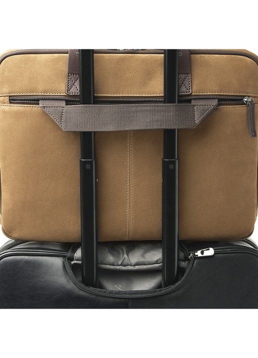 Castelijn & Beerens Laptoptas van nubuck met 15 inch laptopvak - detail 6 camel