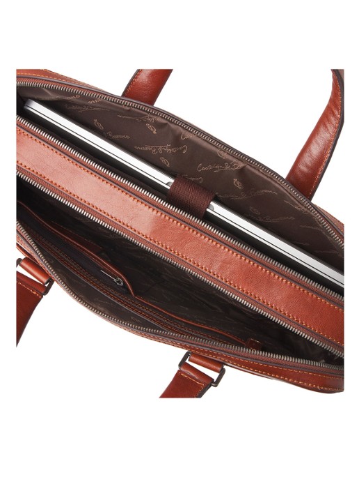 Castelijn & Beerens Paul businesstas van leer met 15,6 inch laptopvak - detail 6 cognac