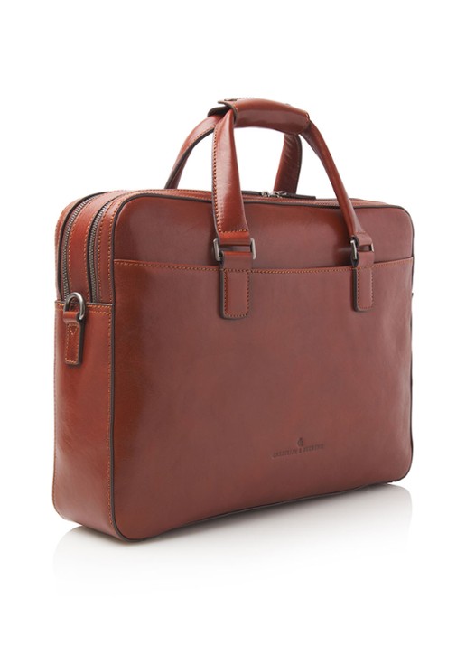 Castelijn & Beerens Paul businesstas van leer met 15,6 inch laptopvak - voorkant 2 cognac