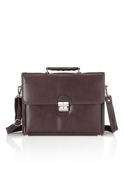 Castelijn & Beerens Realta businesstas van leer met 13.3 inch laptopvak - voorkant roodbruin