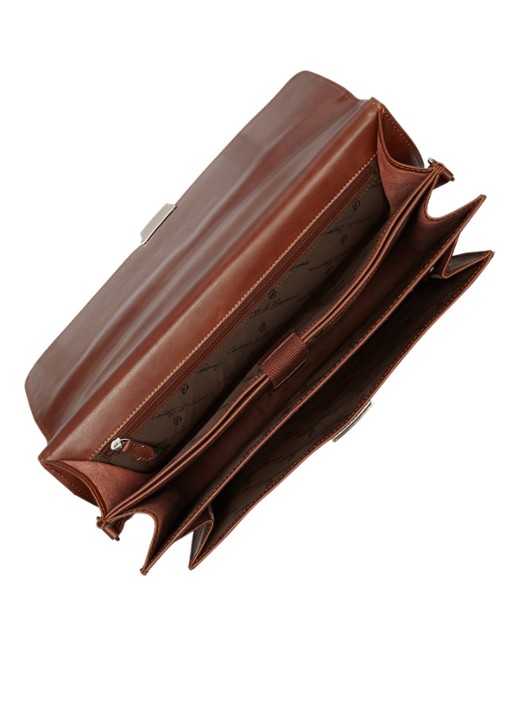 Castelijn & Beerens Realta businesstas van leer met 13.3 inch laptopvak - detail 2 cognac