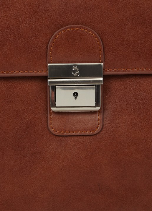 Castelijn & Beerens Realta businesstas van leer met 13.3 inch laptopvak - detail 3 cognac