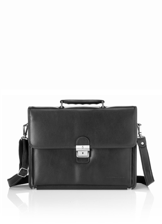 Castelijn & Beerens Realta businesstas van leer met 13.3 inch laptopvak - voorkant zwart