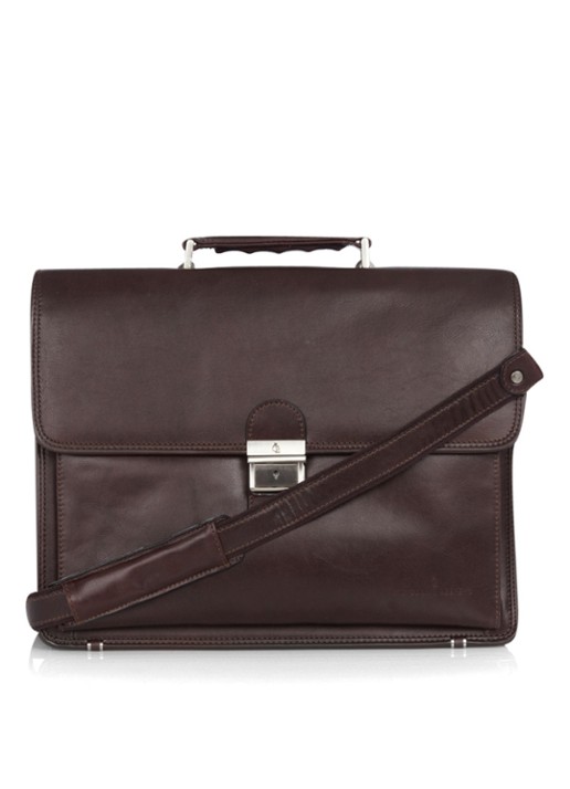 Castelijn & Beerens Realta businesstas van leer met 15,4 inch laptopvak - voorkant 2 donkerbruin