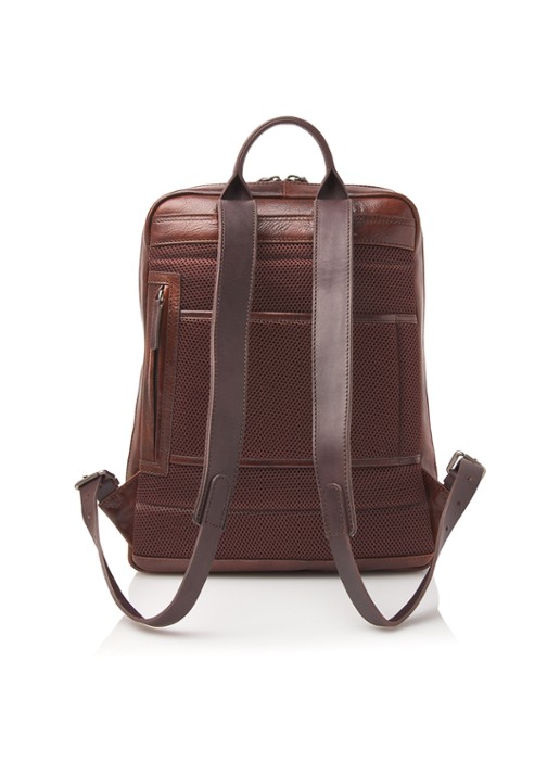 Castelijn & Beerens Rien rugzak van leer met 15,6 inch laptopvak - achterkant 8 cognac