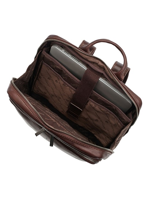 Castelijn & Beerens Rugzak van leer met 15.6 inch laptopvak - detail 4 donkerbruin