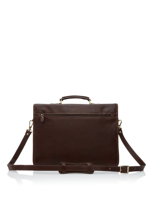 Castelijn & Beerens Verona businesstas van leer met 13,3 inch laptopvak - voorkant 4 donkerbruin