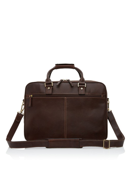 Castelijn & Beerens Verona businesstas van leer met 15,6 inch laptopvak - voorkant 4 donkerbruin