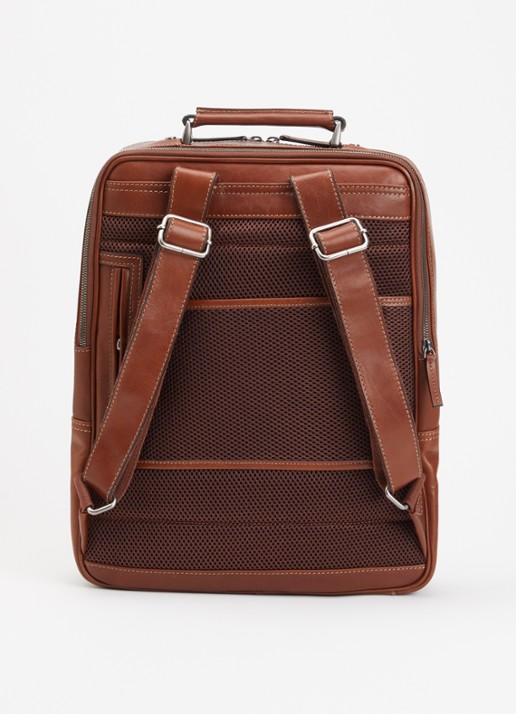 Castelijn & Beerens Verona laptoptas van leer met 15,6 inch laptopvak  - achterkant roodbruin