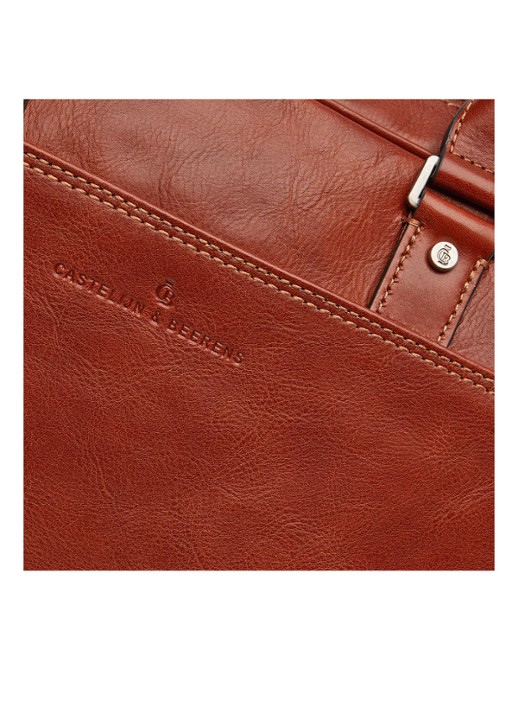 Castelijn & Beerens Verona laptoptas van leer met 15 inch laptopvak - detail 2 cognac