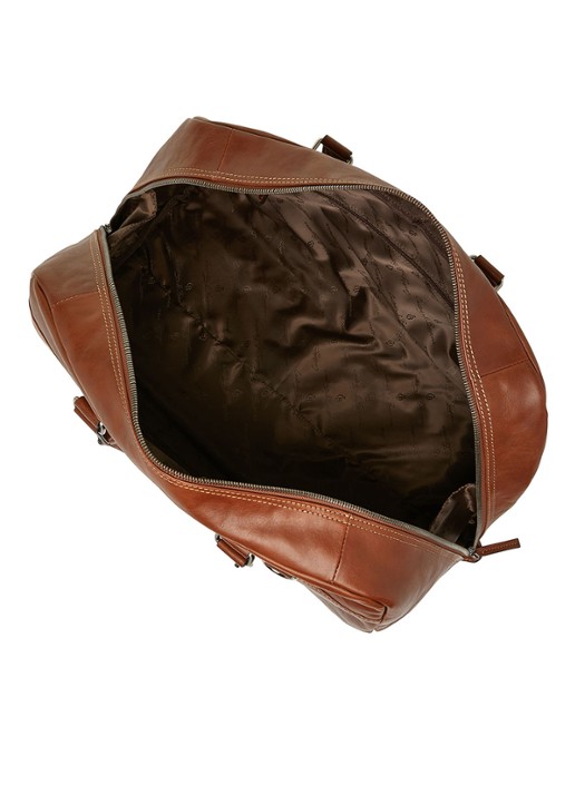 Castelijn & Beerens Verona weekendtas RFID van leer  - detail cognac