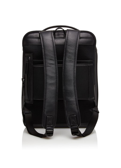 Castelijn & Beerens Victor rugzak van leer met 15,6 inch laptopvak - voorkant 2 zwart