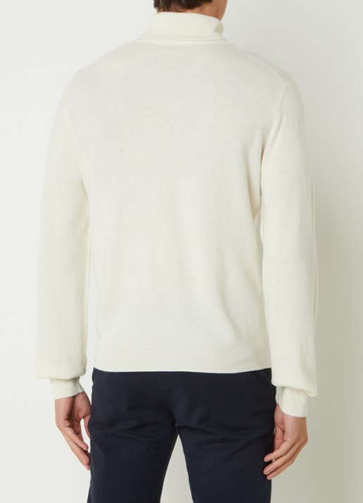 CC Collection Corneliani Fijngebreide coltrui in kasjmierblend - achterkant 3 creme
