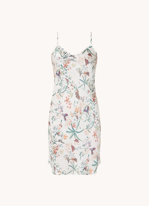 CCDK Copenhagen Jade slipdress met dier- en bloemenprint  - voorkant 3 gebroken wit