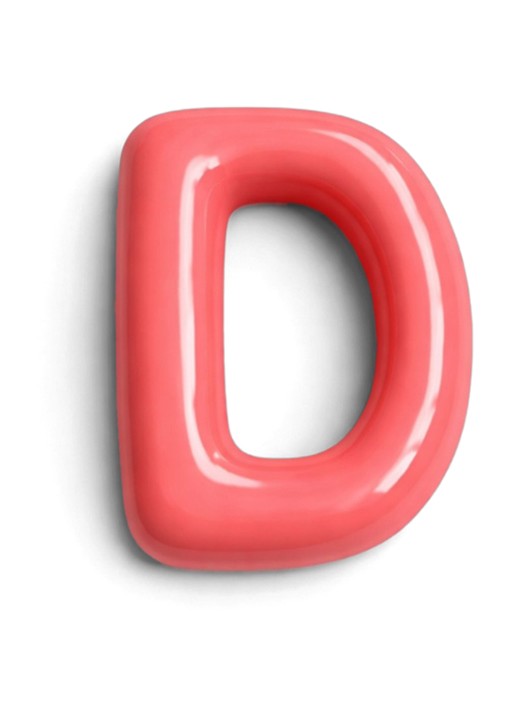 Ceramics by Romy Letter D hanger 10 cm - voorkant oranjerood