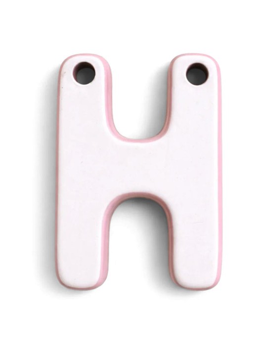 Ceramics by Romy Letter H hanger 10 cm - voorkant 2 gebroken wit