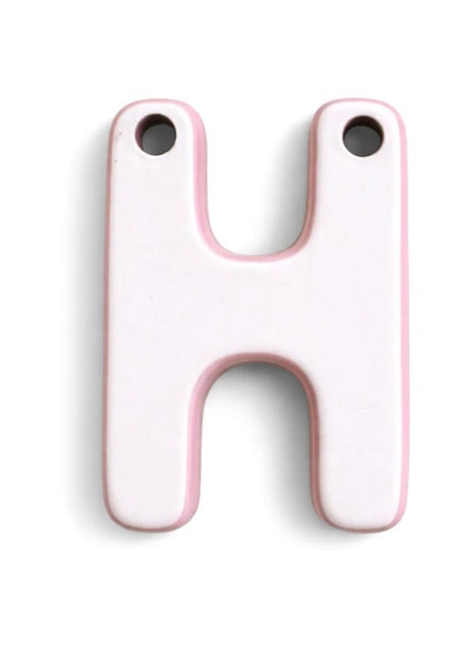Ceramics by Romy Letter H hanger 10 cm - voorkant 2 roze