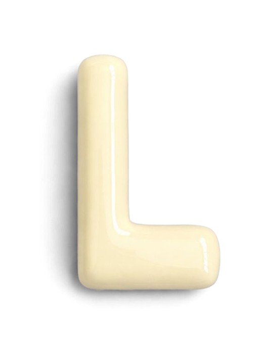 Ceramics by Romy Letter L hanger 10 cm - voorkant 2 gebroken wit