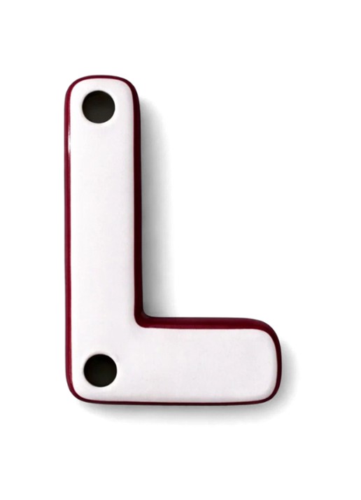Ceramics by Romy Letter L hanger 10 cm - voorkant 3 gebroken wit