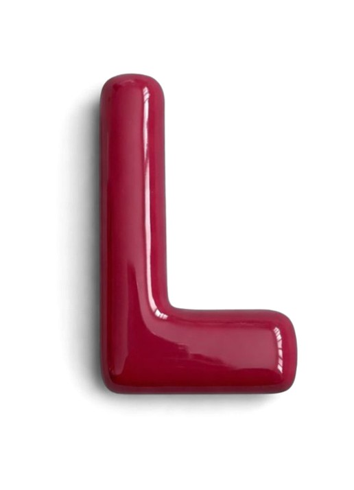 Ceramics by Romy Letter L hanger 10 cm - voorkant bordeauxrood