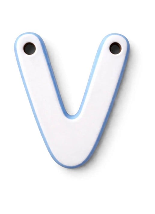 Ceramics by Romy Letter V hanger 10 cm - voorkant 2 paars