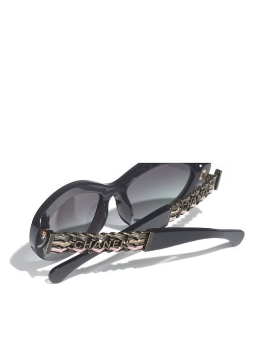 CHANEL CAT EYE ZONNEBRIL - detail 4 zwart